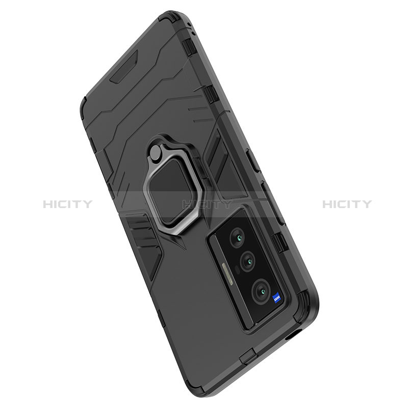 Custodia Silicone e Plastica Opaca Cover con Magnetico Anello Supporto KC1 per Vivo X70t