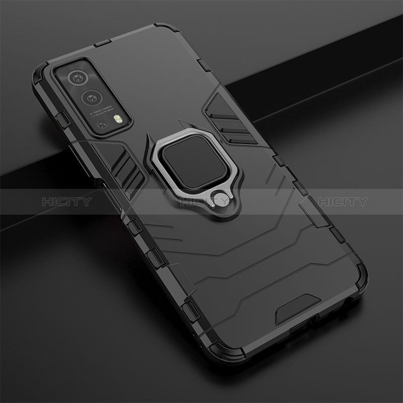 Custodia Silicone e Plastica Opaca Cover con Magnetico Anello Supporto KC1 per Vivo Y75s 5G