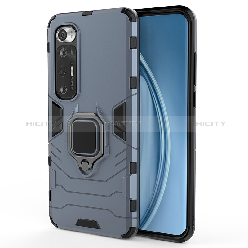 Custodia Silicone e Plastica Opaca Cover con Magnetico Anello Supporto KC1 per Xiaomi Mi 10S 5G Blu