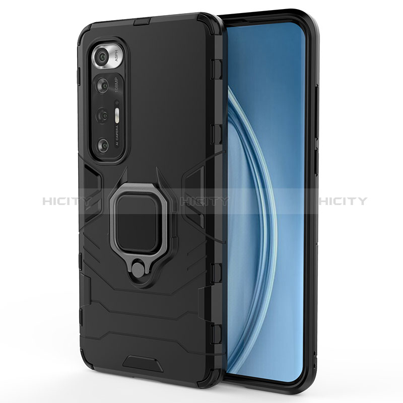 Custodia Silicone e Plastica Opaca Cover con Magnetico Anello Supporto KC1 per Xiaomi Mi 10S 5G Nero