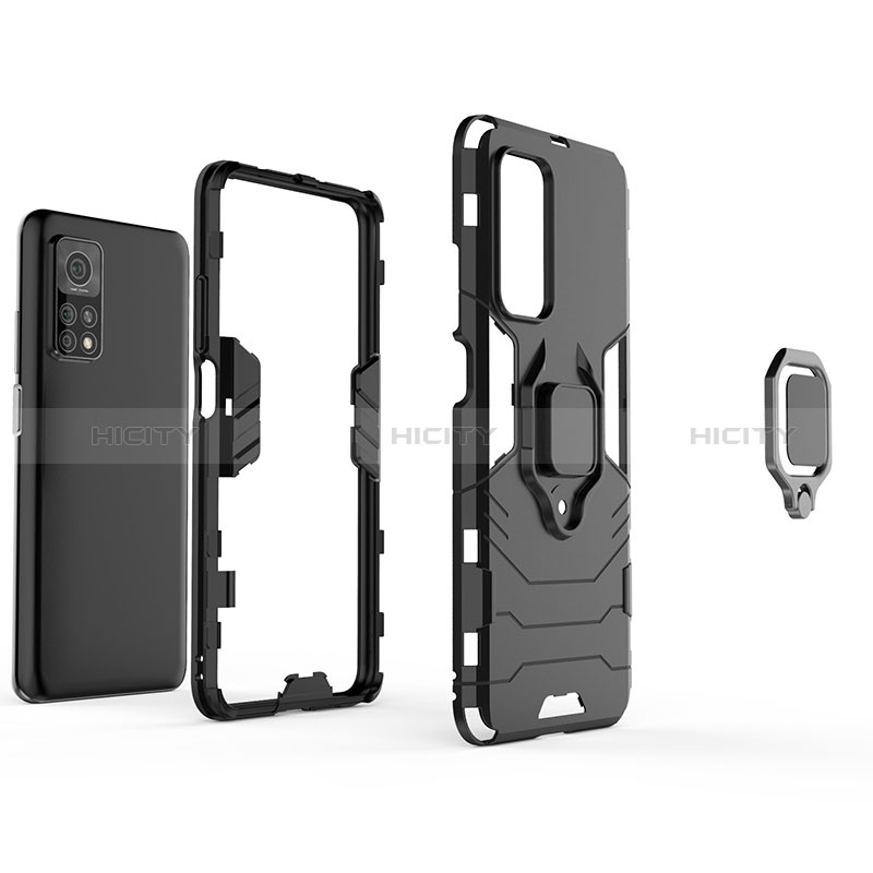 Custodia Silicone e Plastica Opaca Cover con Magnetico Anello Supporto KC1 per Xiaomi Mi 10T 5G