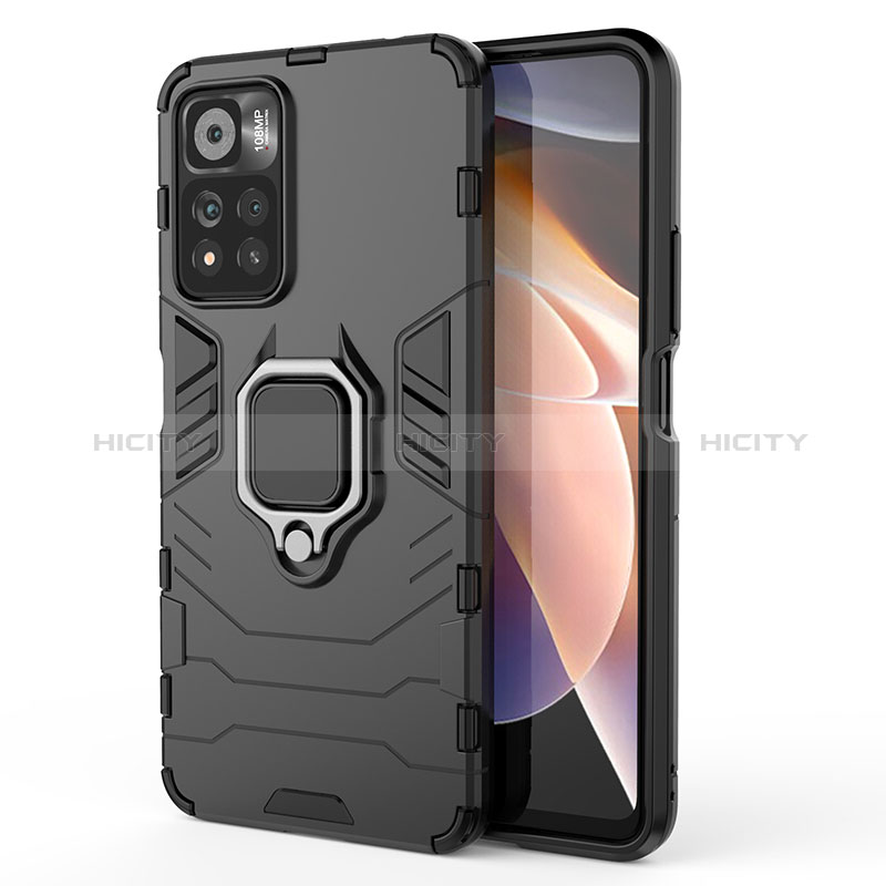 Custodia Silicone e Plastica Opaca Cover con Magnetico Anello Supporto KC1 per Xiaomi Mi 11i 5G (2022) Nero