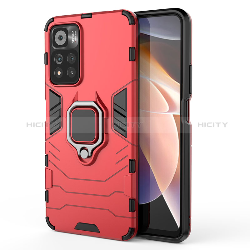 Custodia Silicone e Plastica Opaca Cover con Magnetico Anello Supporto KC1 per Xiaomi Mi 11i 5G (2022) Rosso