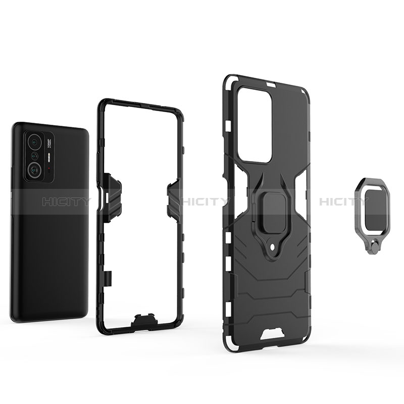 Custodia Silicone e Plastica Opaca Cover con Magnetico Anello Supporto KC1 per Xiaomi Mi 11T 5G