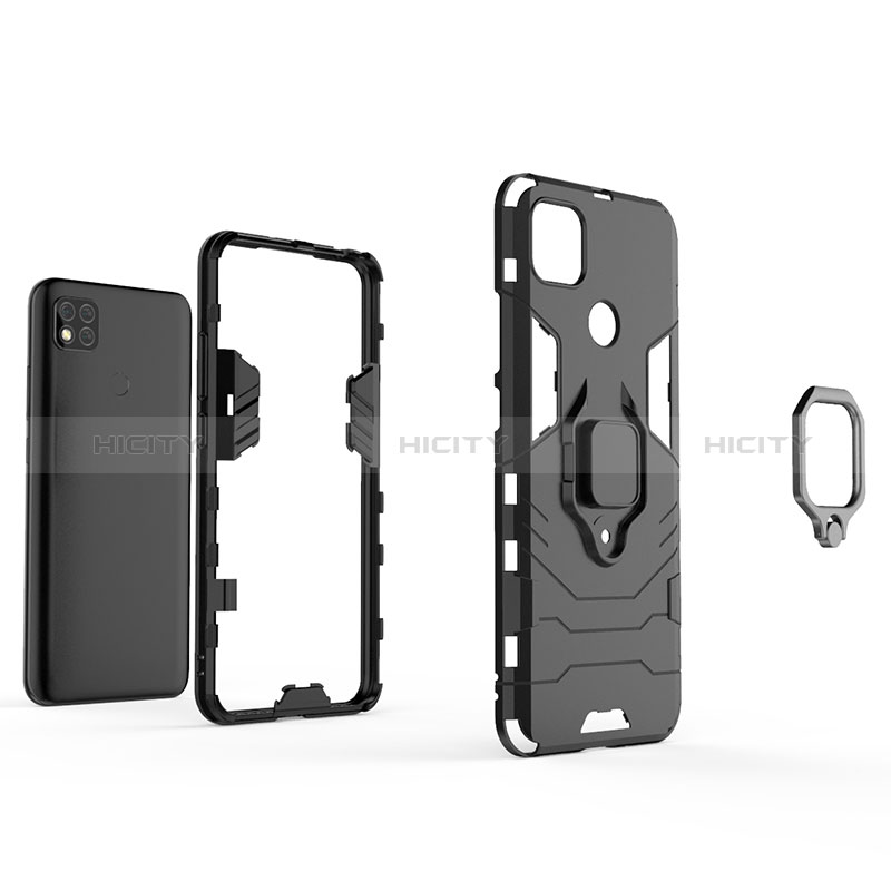 Custodia Silicone e Plastica Opaca Cover con Magnetico Anello Supporto KC1 per Xiaomi POCO C3