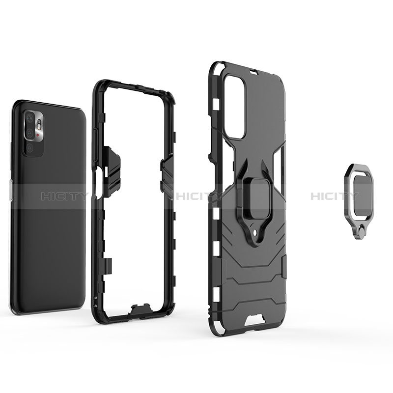 Custodia Silicone e Plastica Opaca Cover con Magnetico Anello Supporto KC1 per Xiaomi POCO M3 Pro 5G