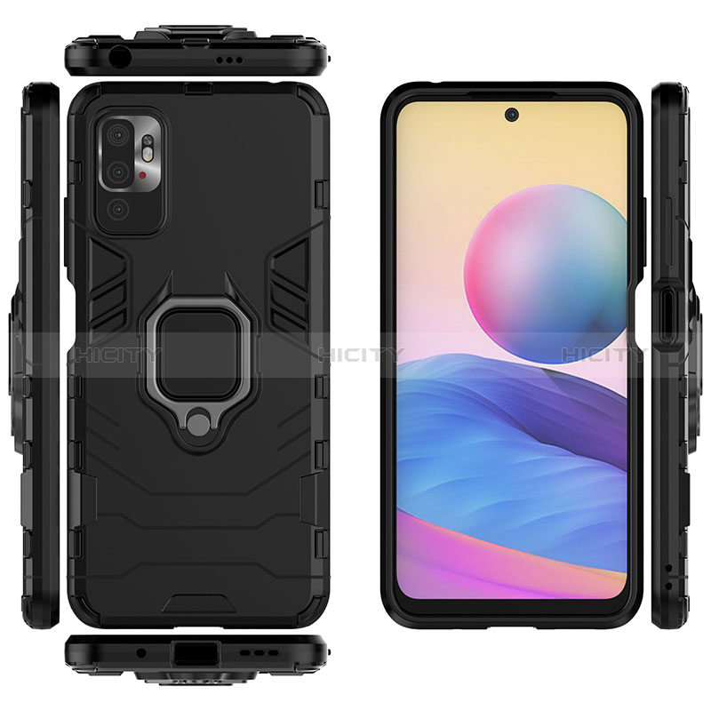 Custodia Silicone e Plastica Opaca Cover con Magnetico Anello Supporto KC1 per Xiaomi POCO M3 Pro 5G