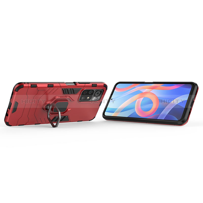 Custodia Silicone e Plastica Opaca Cover con Magnetico Anello Supporto KC1 per Xiaomi Poco M4 Pro 5G