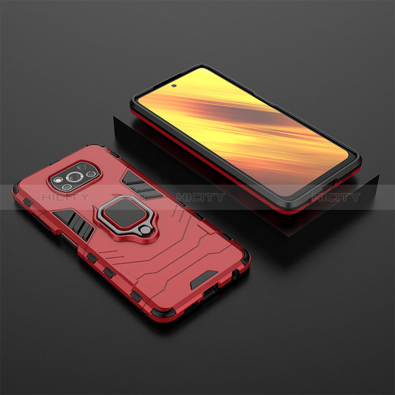 Custodia Silicone e Plastica Opaca Cover con Magnetico Anello Supporto KC1 per Xiaomi Poco X3 NFC