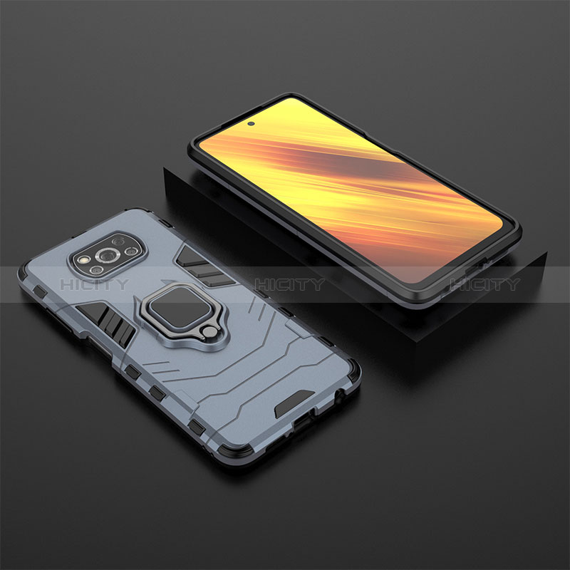 Custodia Silicone e Plastica Opaca Cover con Magnetico Anello Supporto KC1 per Xiaomi Poco X3 NFC