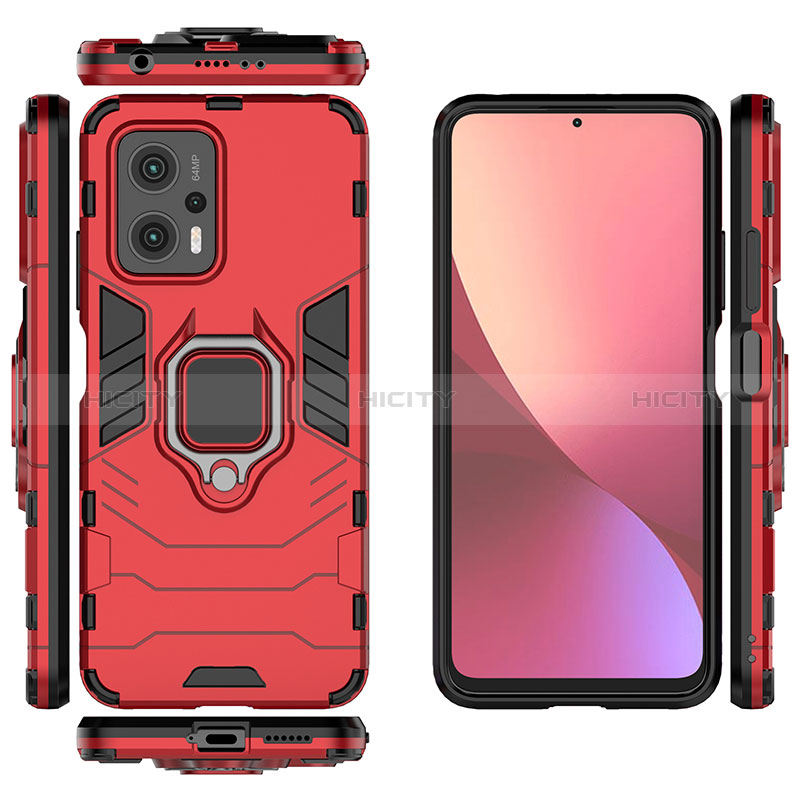 Custodia Silicone e Plastica Opaca Cover con Magnetico Anello Supporto KC1 per Xiaomi Poco X4 GT 5G