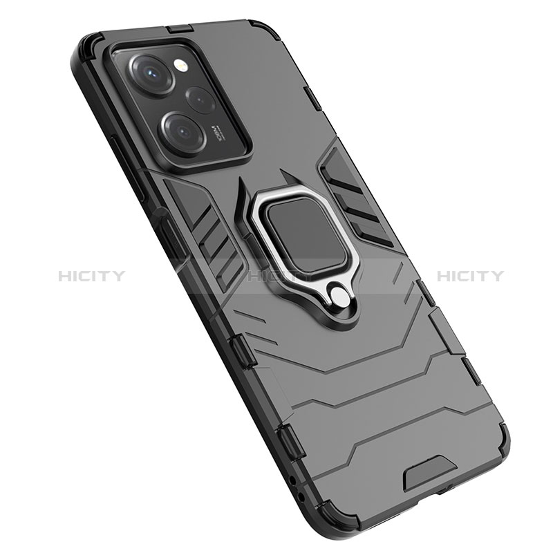 Custodia Silicone e Plastica Opaca Cover con Magnetico Anello Supporto KC1 per Xiaomi Poco X5 Pro 5G