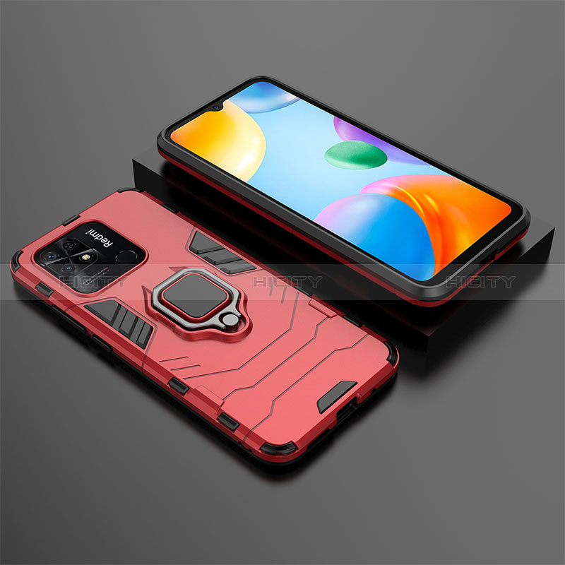 Custodia Silicone e Plastica Opaca Cover con Magnetico Anello Supporto KC1 per Xiaomi Redmi 10C 4G