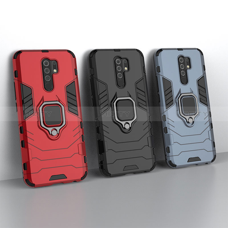 Custodia Silicone e Plastica Opaca Cover con Magnetico Anello Supporto KC1 per Xiaomi Redmi 9