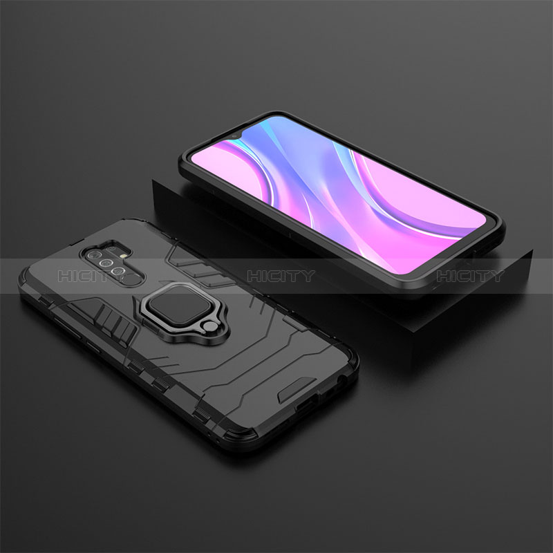 Custodia Silicone e Plastica Opaca Cover con Magnetico Anello Supporto KC1 per Xiaomi Redmi 9