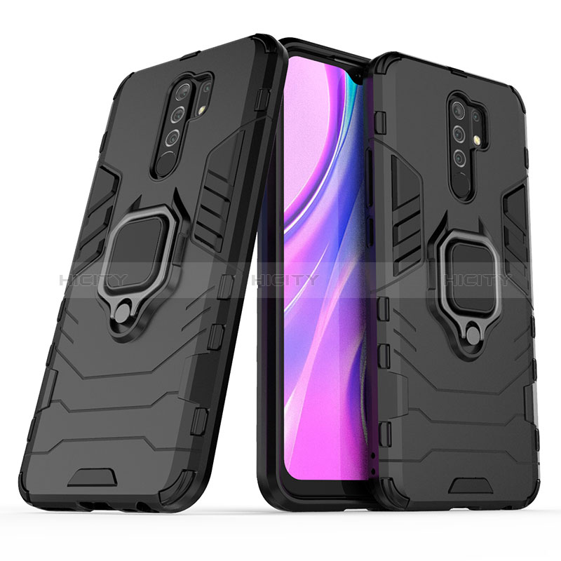 Custodia Silicone e Plastica Opaca Cover con Magnetico Anello Supporto KC1 per Xiaomi Redmi 9