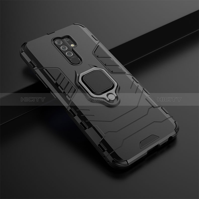 Custodia Silicone e Plastica Opaca Cover con Magnetico Anello Supporto KC1 per Xiaomi Redmi 9