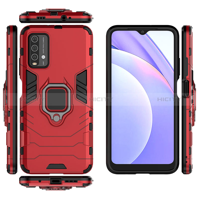 Custodia Silicone e Plastica Opaca Cover con Magnetico Anello Supporto KC1 per Xiaomi Redmi 9 Power