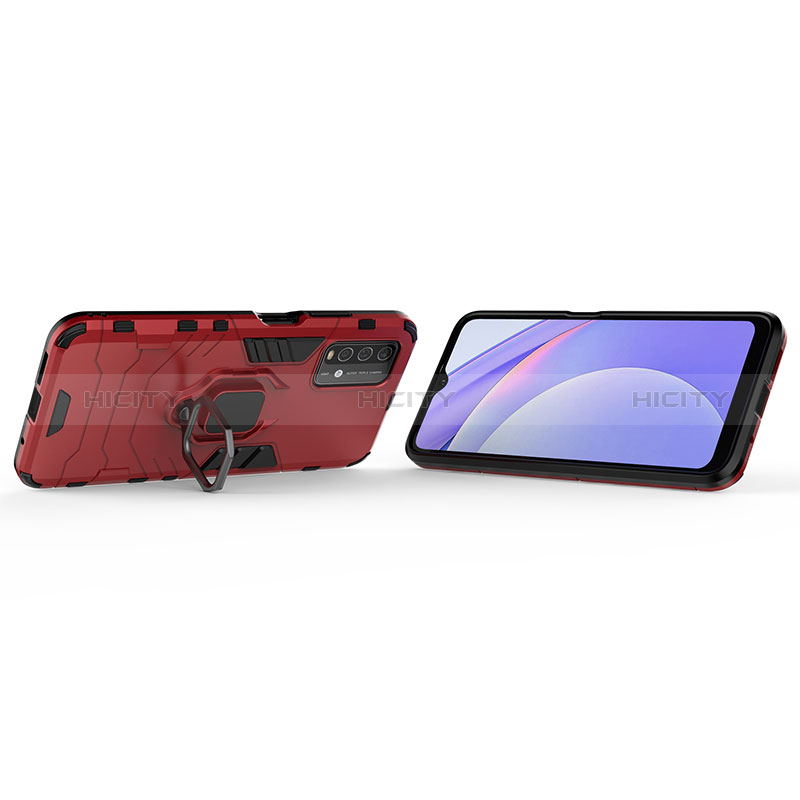 Custodia Silicone e Plastica Opaca Cover con Magnetico Anello Supporto KC1 per Xiaomi Redmi 9 Power