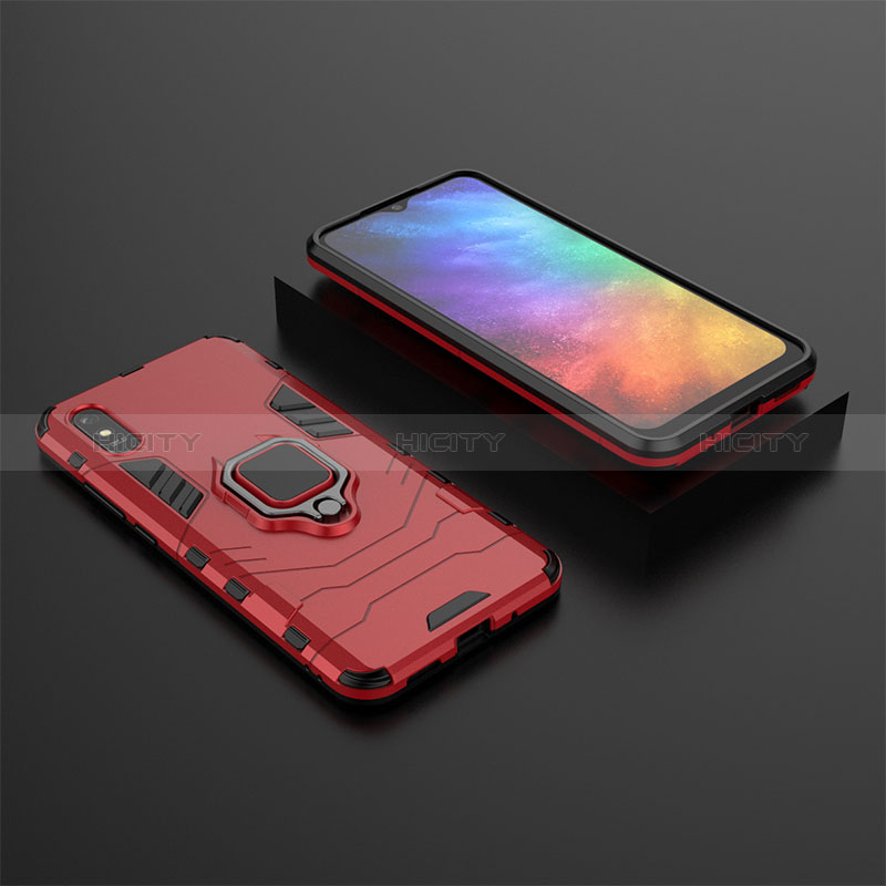 Custodia Silicone e Plastica Opaca Cover con Magnetico Anello Supporto KC1 per Xiaomi Redmi 9A Rosso