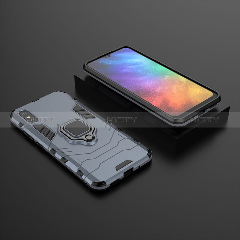 Custodia Silicone e Plastica Opaca Cover con Magnetico Anello Supporto KC1 per Xiaomi Redmi 9i Blu