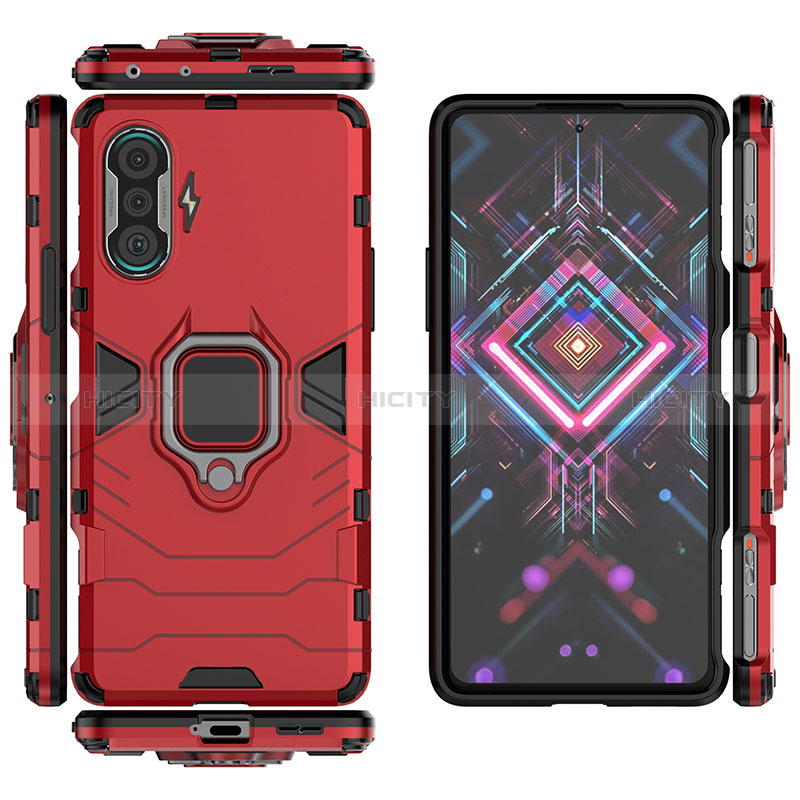 Custodia Silicone e Plastica Opaca Cover con Magnetico Anello Supporto KC1 per Xiaomi Redmi K40 Gaming 5G