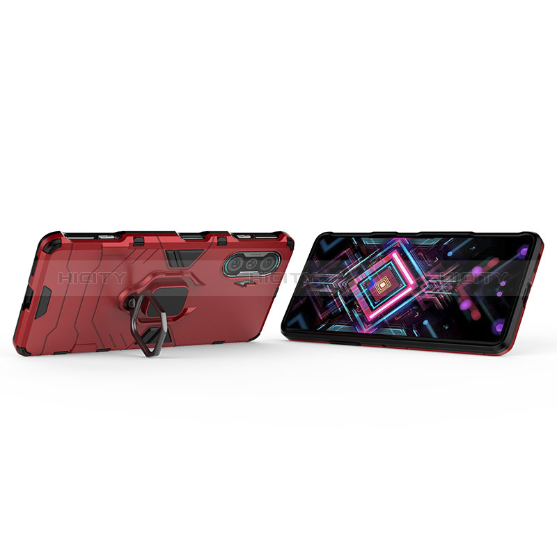 Custodia Silicone e Plastica Opaca Cover con Magnetico Anello Supporto KC1 per Xiaomi Redmi K40 Gaming 5G