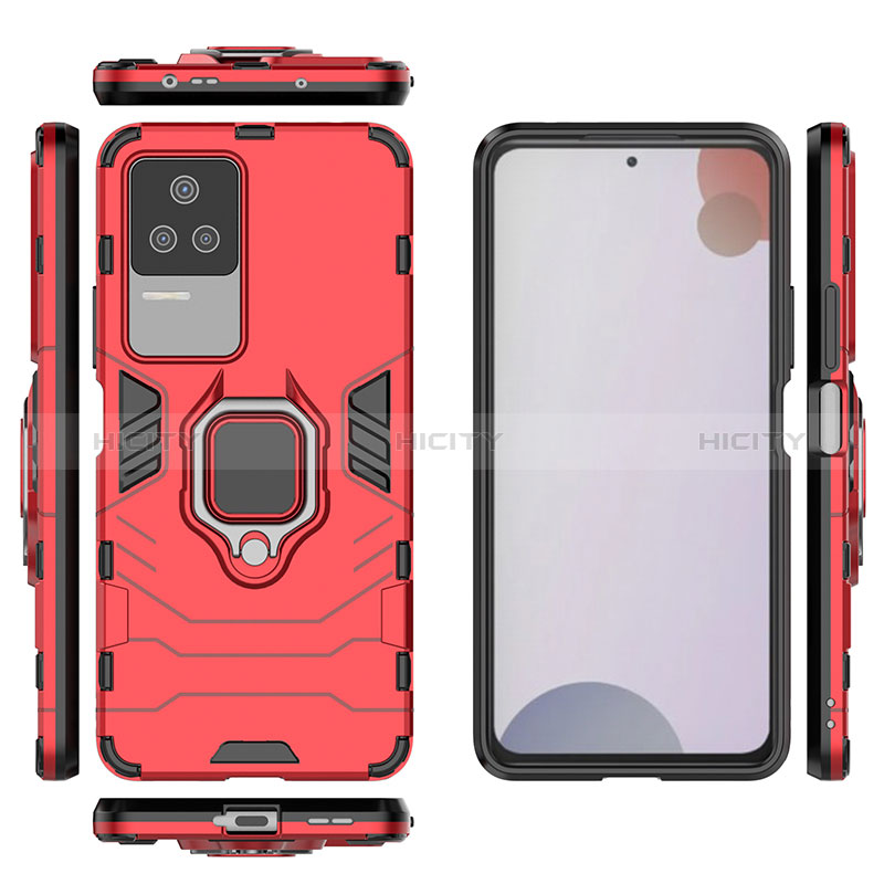 Custodia Silicone e Plastica Opaca Cover con Magnetico Anello Supporto KC1 per Xiaomi Redmi K50 5G