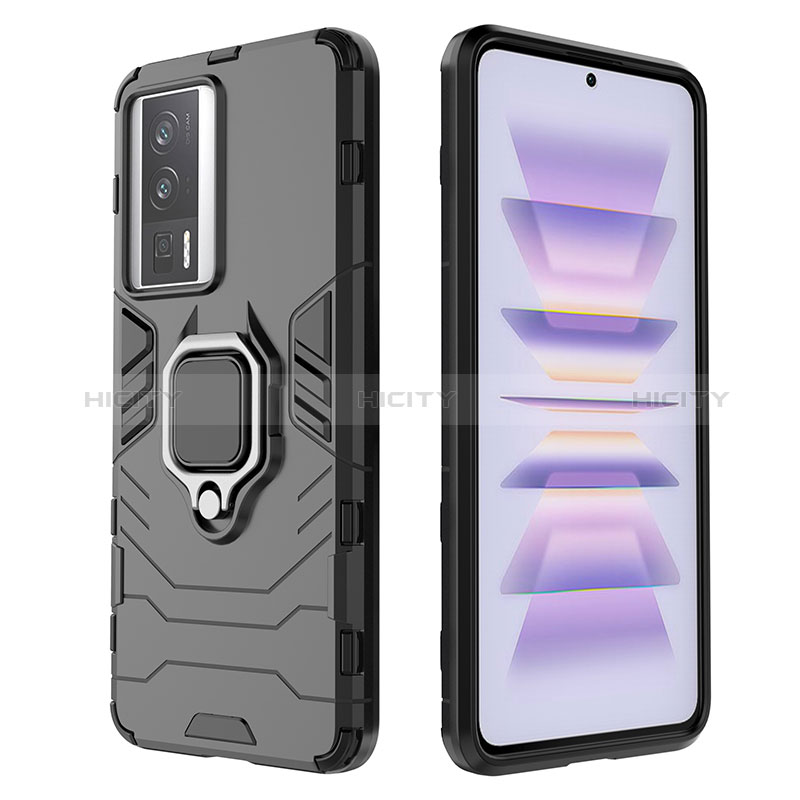 Custodia Silicone e Plastica Opaca Cover con Magnetico Anello Supporto KC1 per Xiaomi Redmi K60 Pro 5G