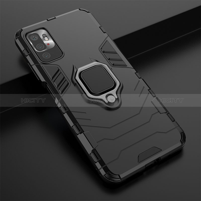 Custodia Silicone e Plastica Opaca Cover con Magnetico Anello Supporto KC1 per Xiaomi Redmi Note 10 5G