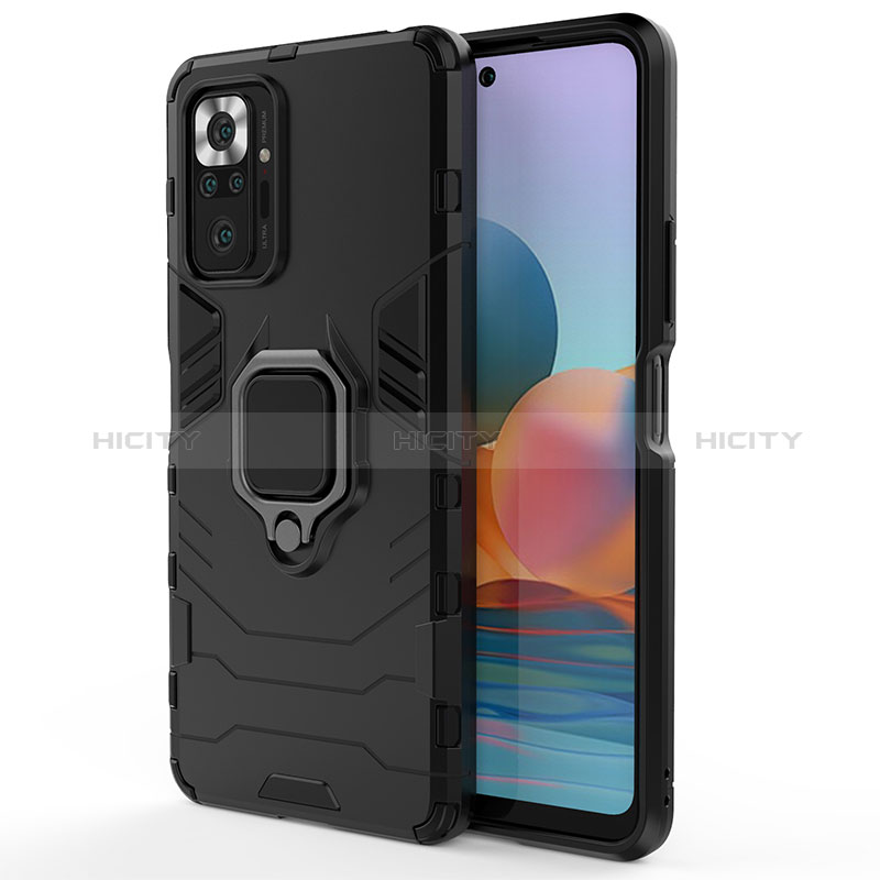 Custodia Silicone e Plastica Opaca Cover con Magnetico Anello Supporto KC1 per Xiaomi Redmi Note 10 Pro 4G