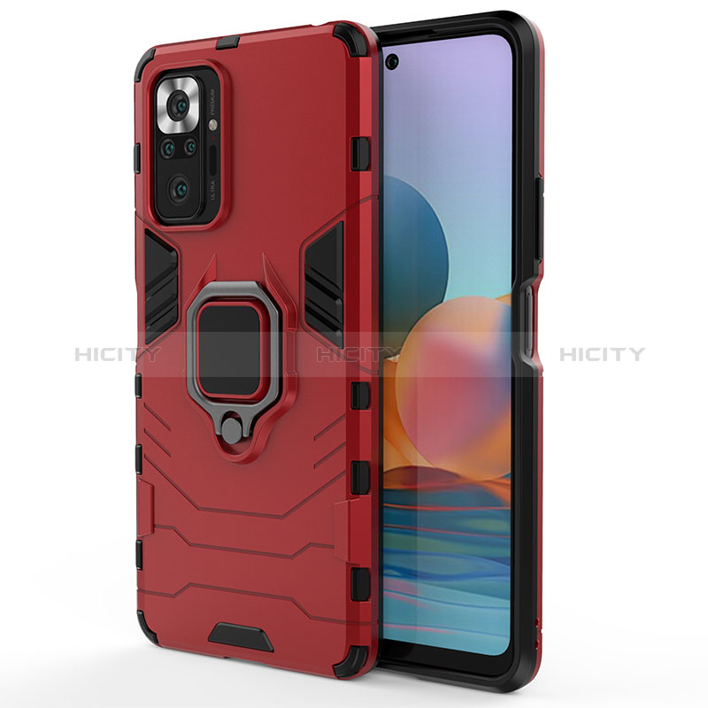 Custodia Silicone e Plastica Opaca Cover con Magnetico Anello Supporto KC1 per Xiaomi Redmi Note 10 Pro 4G