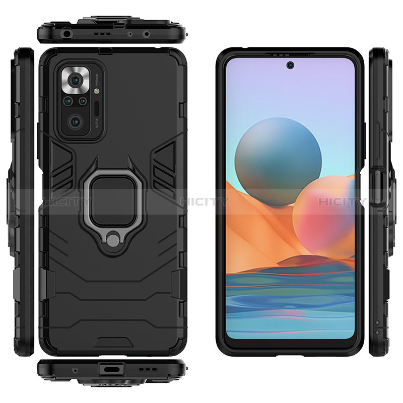 Custodia Silicone e Plastica Opaca Cover con Magnetico Anello Supporto KC1 per Xiaomi Redmi Note 10 Pro 4G