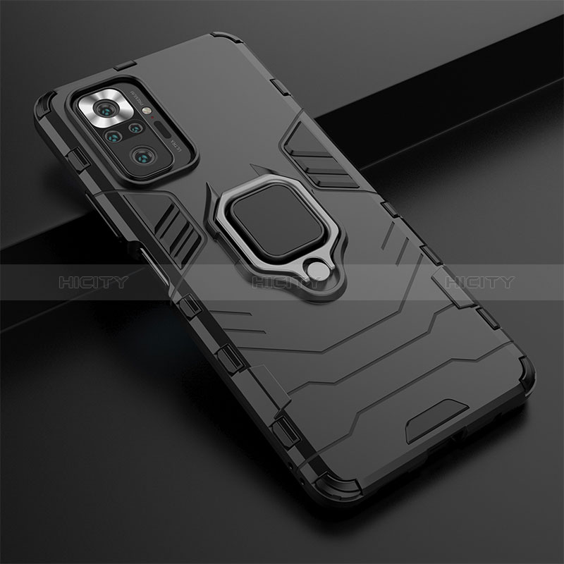 Custodia Silicone e Plastica Opaca Cover con Magnetico Anello Supporto KC1 per Xiaomi Redmi Note 10 Pro 4G