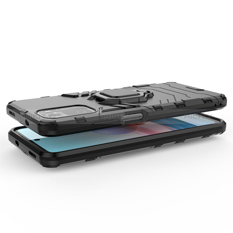 Custodia Silicone e Plastica Opaca Cover con Magnetico Anello Supporto KC1 per Xiaomi Redmi Note 10S 4G