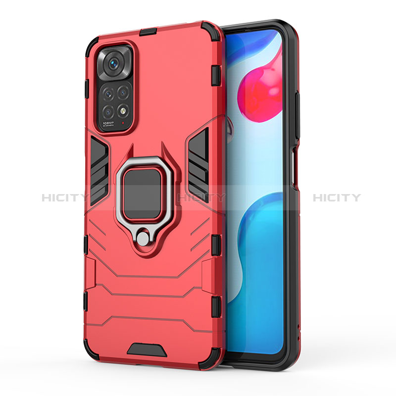 Custodia Silicone e Plastica Opaca Cover con Magnetico Anello Supporto KC1 per Xiaomi Redmi Note 11 4G (2022)