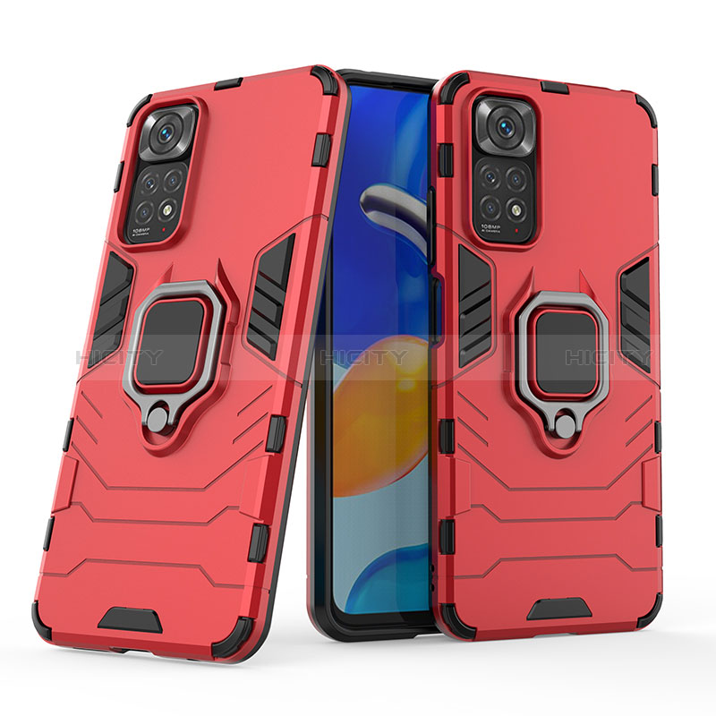 Custodia Silicone e Plastica Opaca Cover con Magnetico Anello Supporto KC1 per Xiaomi Redmi Note 11 4G (2022)