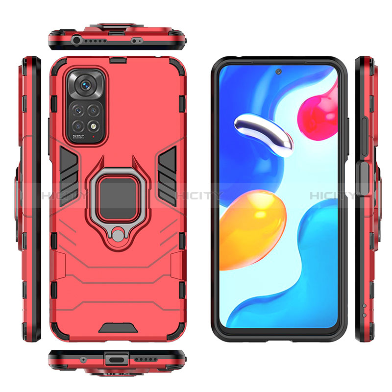 Custodia Silicone e Plastica Opaca Cover con Magnetico Anello Supporto KC1 per Xiaomi Redmi Note 11 4G (2022)