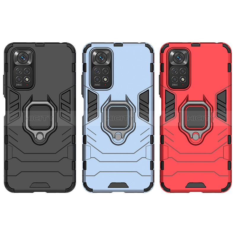 Custodia Silicone e Plastica Opaca Cover con Magnetico Anello Supporto KC1 per Xiaomi Redmi Note 11 4G (2022)