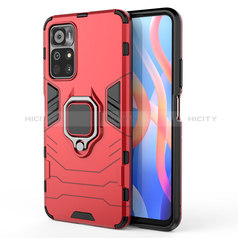 Custodia Silicone e Plastica Opaca Cover con Magnetico Anello Supporto KC1 per Xiaomi Redmi Note 11 5G