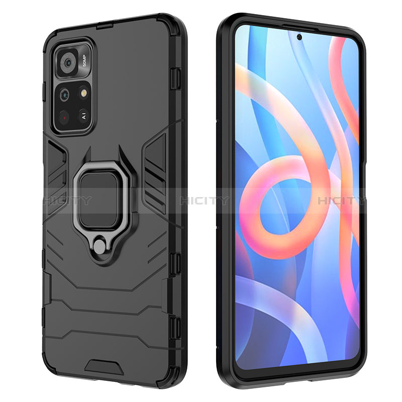 Custodia Silicone e Plastica Opaca Cover con Magnetico Anello Supporto KC1 per Xiaomi Redmi Note 11 5G