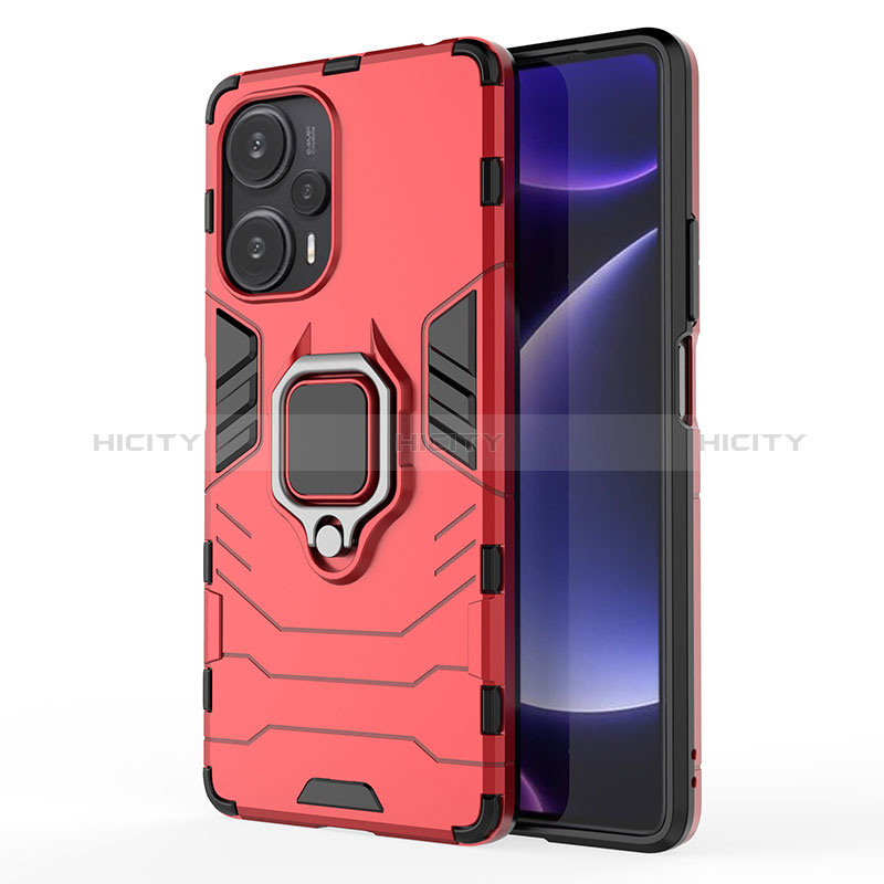 Custodia Silicone e Plastica Opaca Cover con Magnetico Anello Supporto KC1 per Xiaomi Redmi Note 12 Turbo 5G