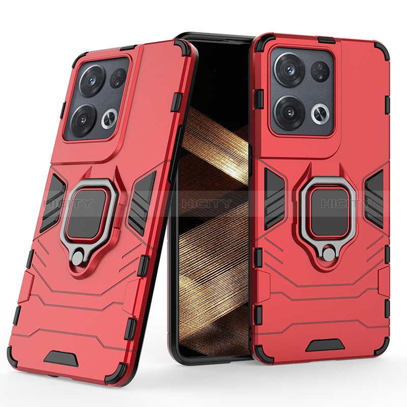 Custodia Silicone e Plastica Opaca Cover con Magnetico Anello Supporto KC1 per Xiaomi Redmi Note 13 Pro 5G Rosso