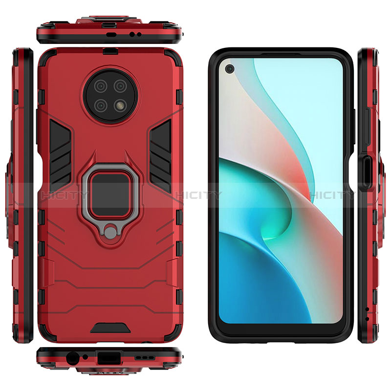 Custodia Silicone e Plastica Opaca Cover con Magnetico Anello Supporto KC1 per Xiaomi Redmi Note 9 5G