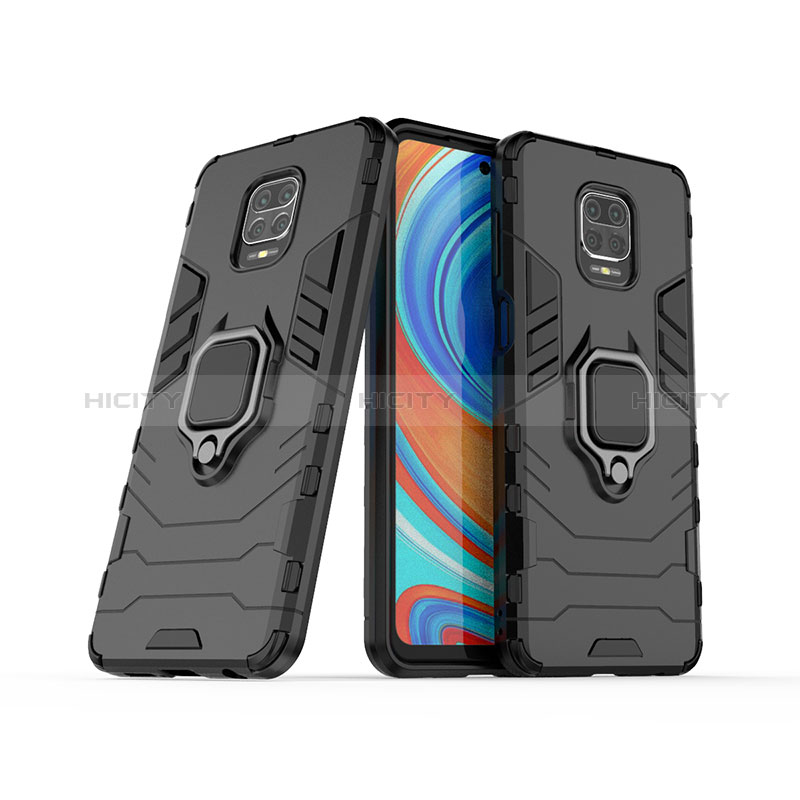 Custodia Silicone e Plastica Opaca Cover con Magnetico Anello Supporto KC1 per Xiaomi Redmi Note 9 Pro