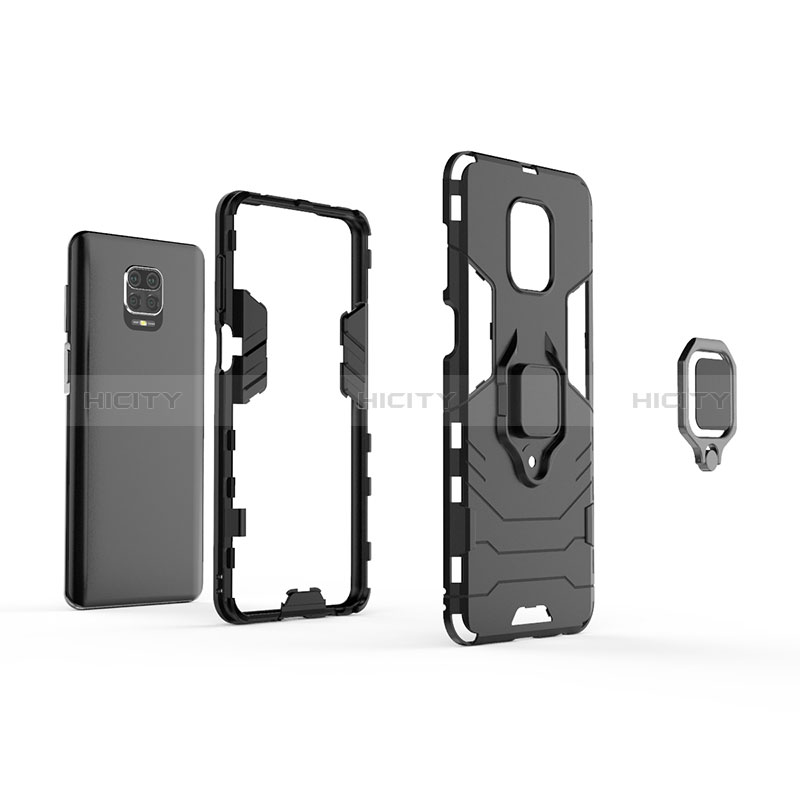 Custodia Silicone e Plastica Opaca Cover con Magnetico Anello Supporto KC1 per Xiaomi Redmi Note 9S