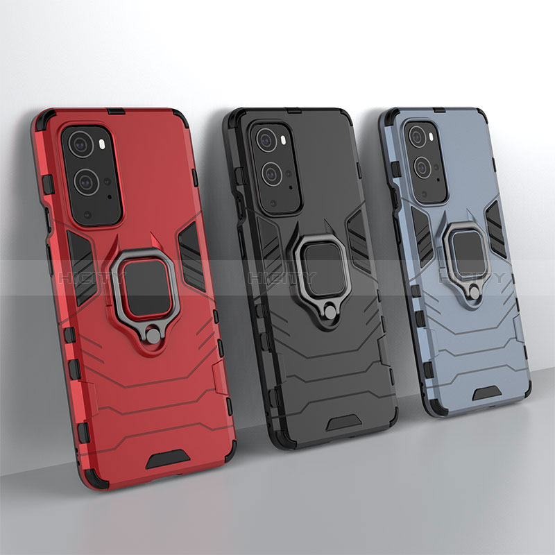 Custodia Silicone e Plastica Opaca Cover con Magnetico Anello Supporto KC2 per OnePlus 9 Pro 5G