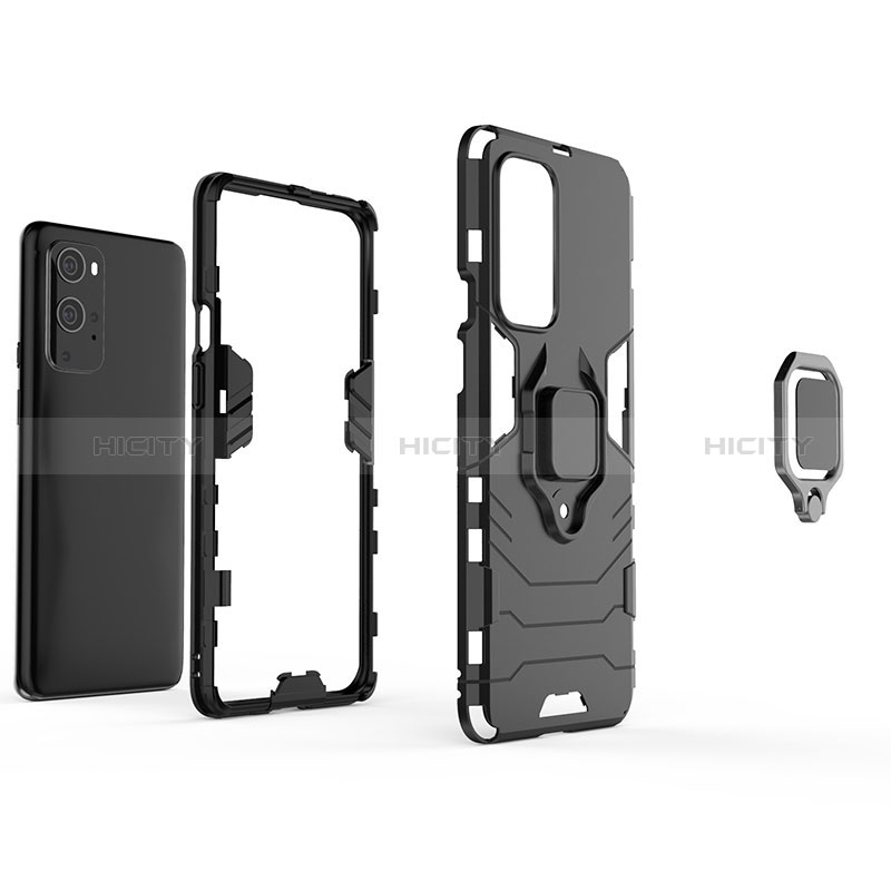 Custodia Silicone e Plastica Opaca Cover con Magnetico Anello Supporto KC2 per OnePlus 9 Pro 5G