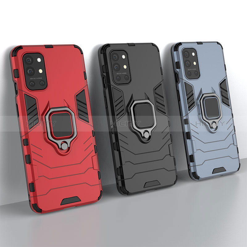 Custodia Silicone e Plastica Opaca Cover con Magnetico Anello Supporto KC2 per OnePlus 9R 5G