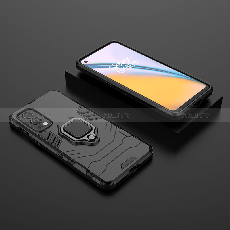 Custodia Silicone e Plastica Opaca Cover con Magnetico Anello Supporto KC2 per OnePlus Nord 2 5G